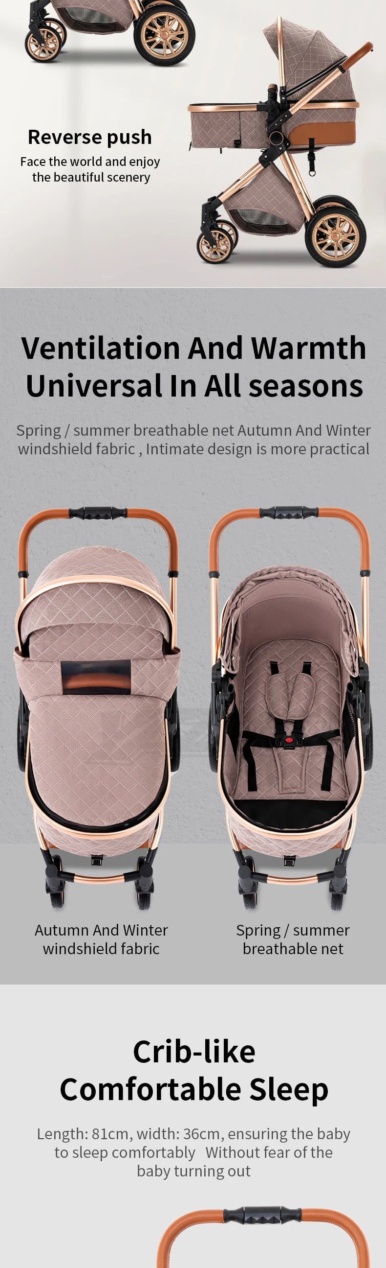 Poussette de luxe et système de voyage léger combiné et siège auto pour bébé