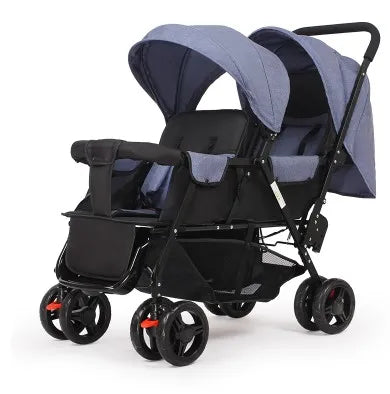 Baby Folding Double Stroller Lightweight with Tandem Seating