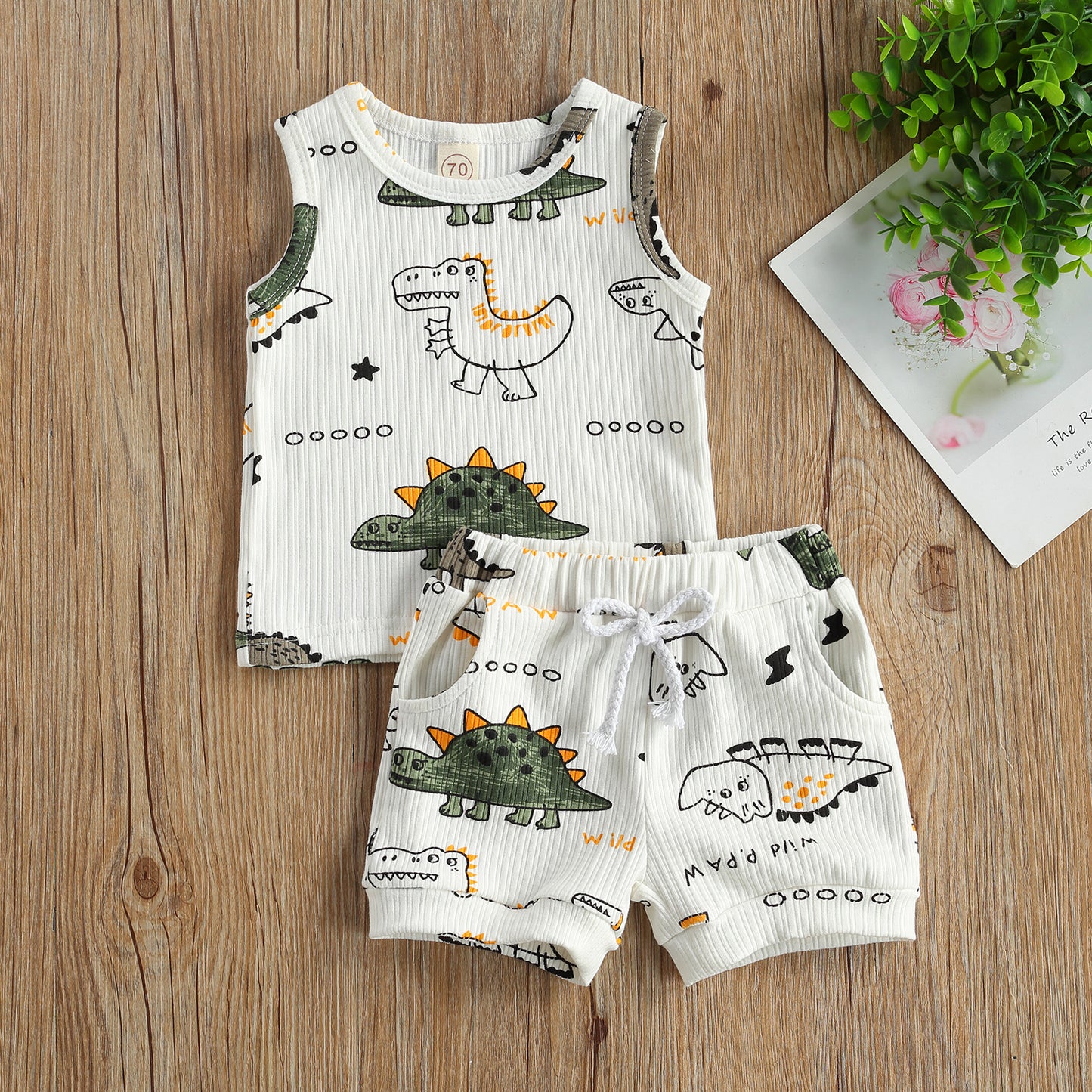 2 Piece Summer Sleeveless Dinosaur Set