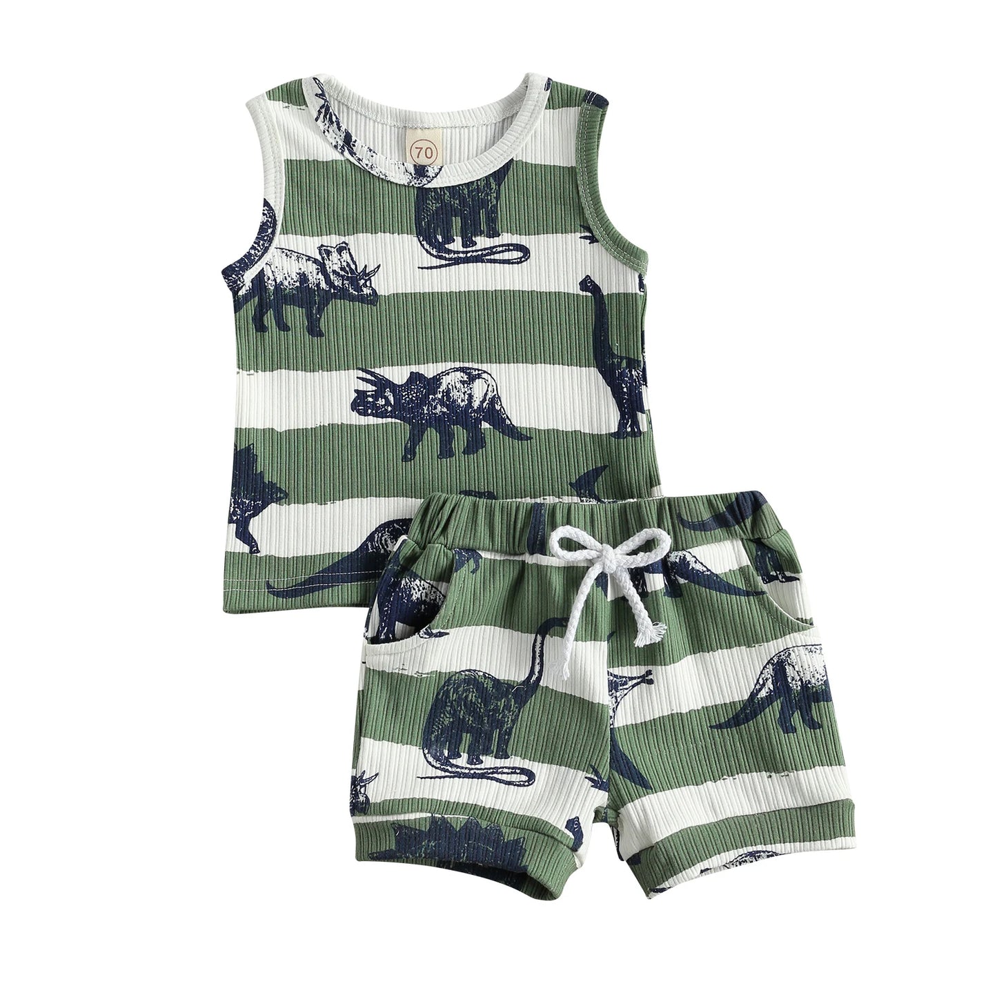 2 Piece Summer Sleeveless Dinosaur Set