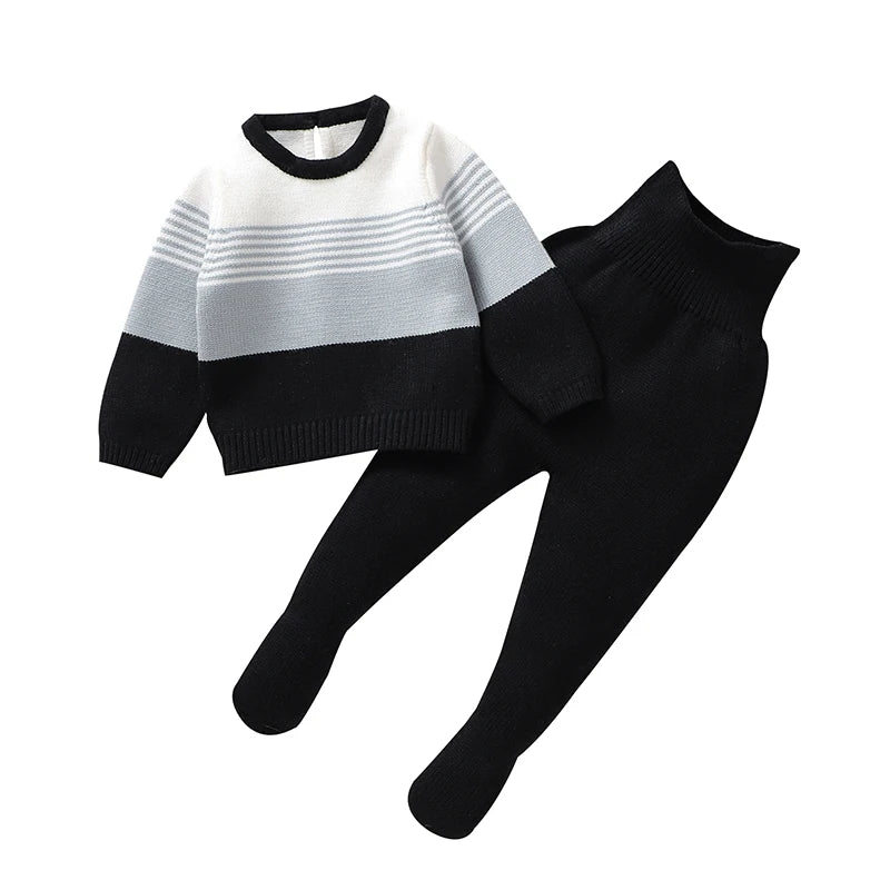 Costume rayé tricoté 2 pièces