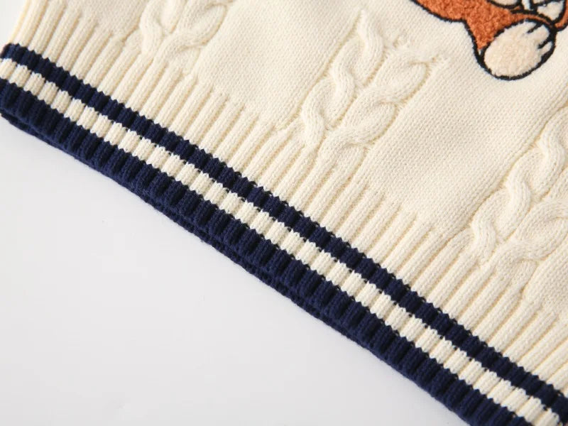 WAPYPY™ Embroidery Cartoon Knit Vest Sleeveless Sweaters