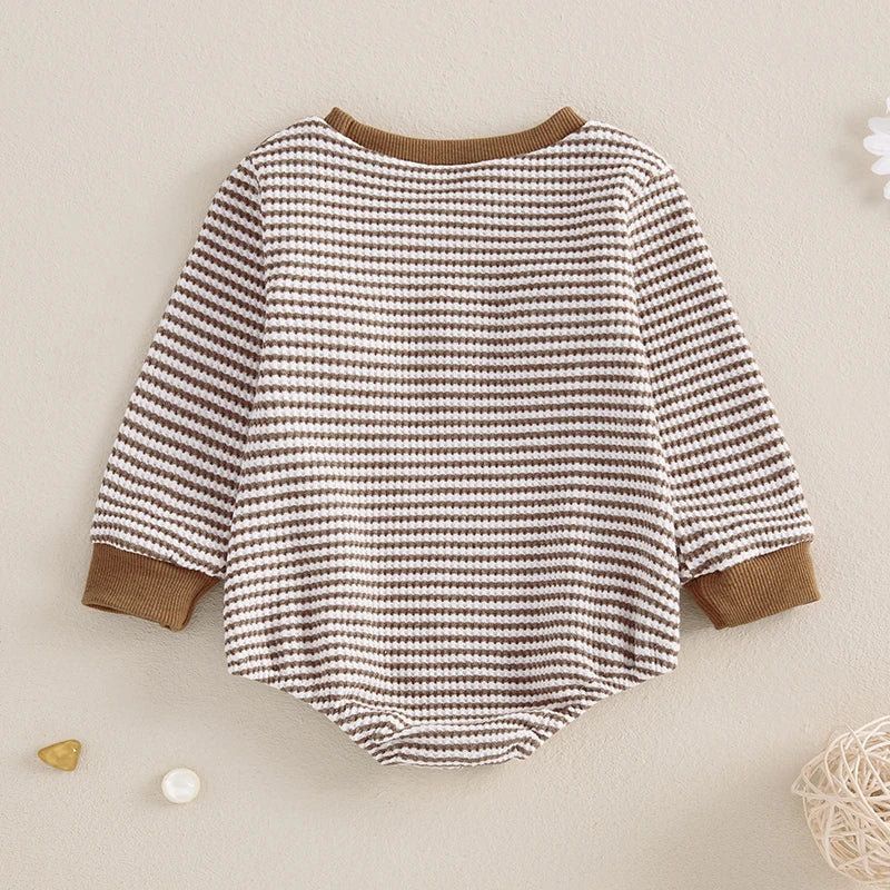 Casual Turkey Embroidery Striped Long Sleeve Romper