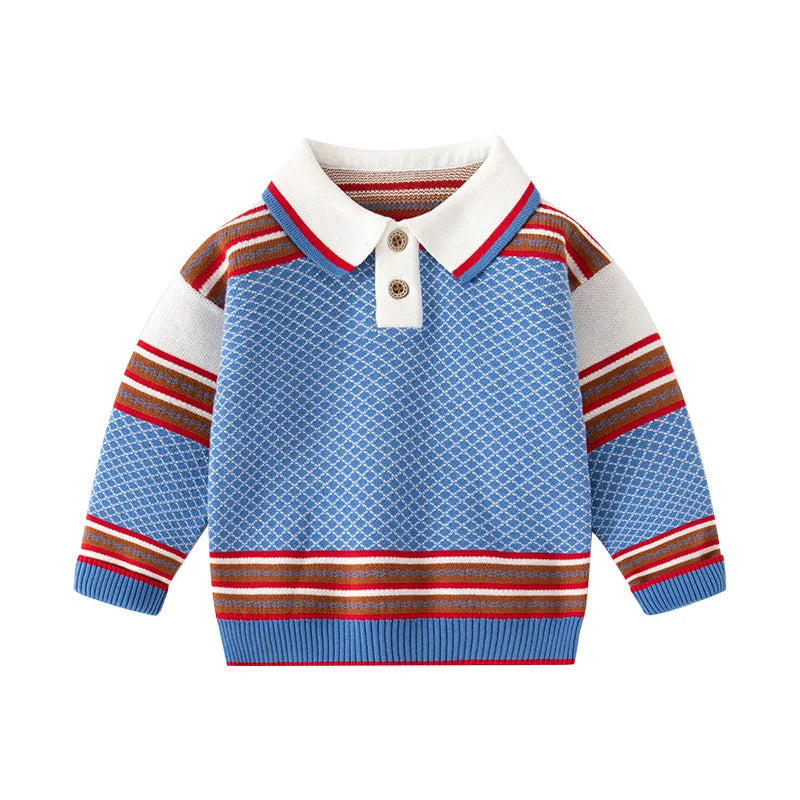Collar Striped Long Sleeve Sweater