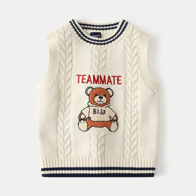 WAPYPY™ Embroidery Cartoon Knit Vest Sleeveless Sweaters