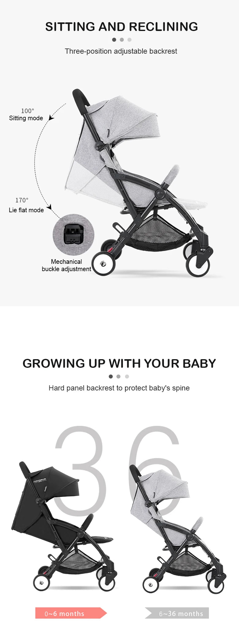Poussette de voyage compacte avec pliage automatique