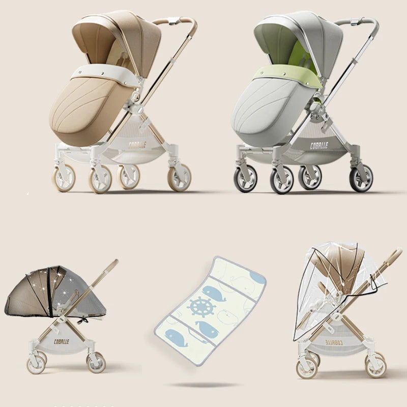 Foldable Toddler Stroller with Reversible Stroller Seat and Adjustable Backrest