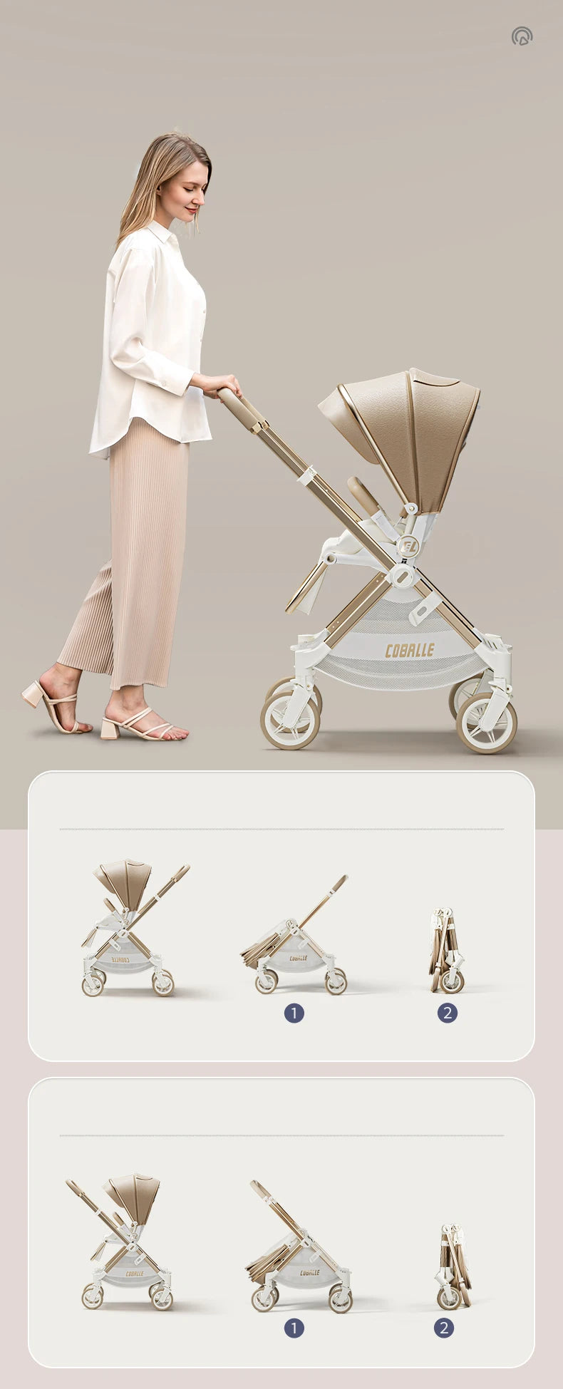 Foldable Toddler Stroller with Reversible Stroller Seat and Adjustable Backrest
