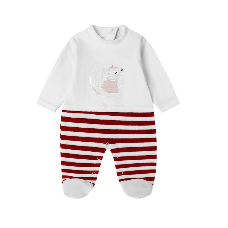 Embroidered Striped Jumpsuit Rompers