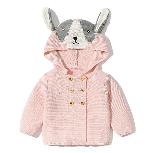 Knitted Hooded Cartoon Cardigan