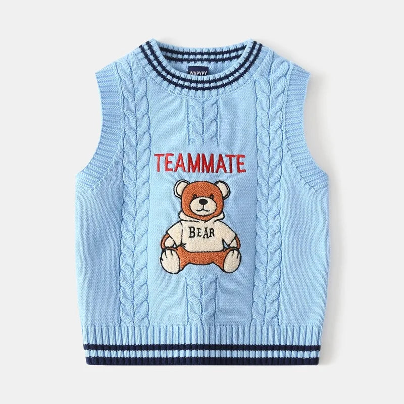 WAPYPY™ Embroidery Cartoon Knit Vest Sleeveless Sweaters