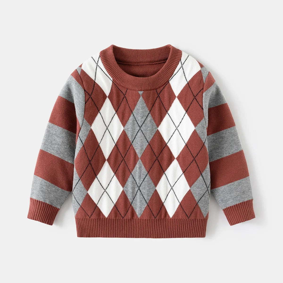 Diamond Pattern Cartoon O-neck