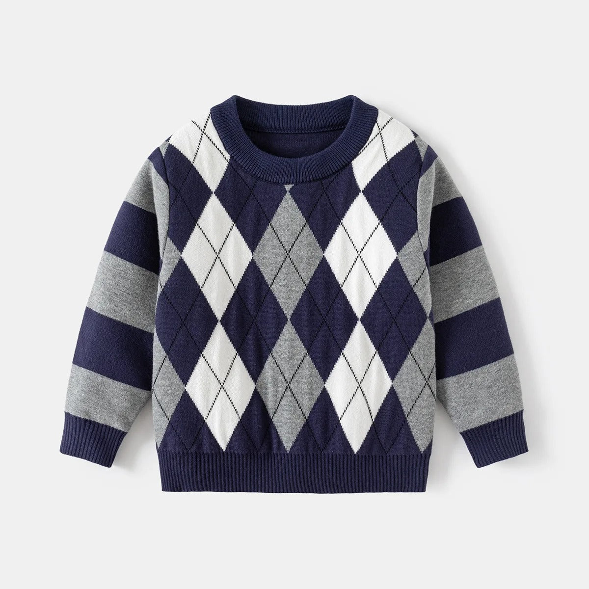 Diamond Pattern Cartoon O-neck