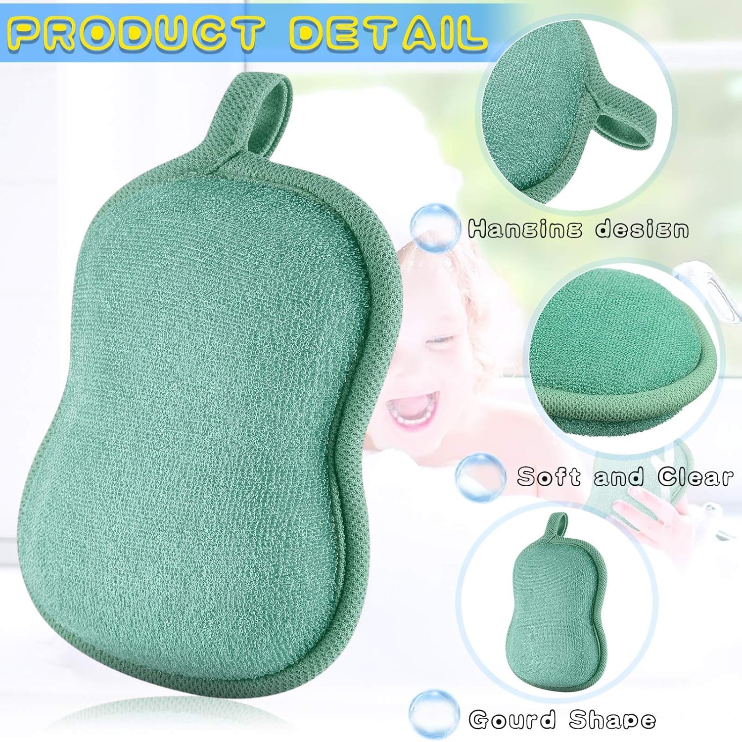 4 Pieces Baby Bath Sponge Cotton Baby Sponge Toddler Soft and Absorbent Loofah for Kids Babies Men Women(Red, Purple, Green, Orange)