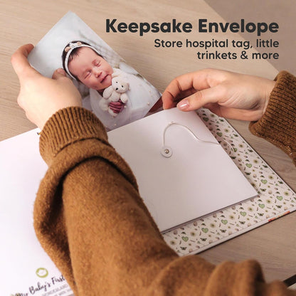 First 5 Years Baby Memory Book Girl, Boy - 90 Pages Hardcover First Year Milestone Keepsake Book, Newborn Scrapbook for New Parents, Minimalist Photo Album Journal, Gift for Baby Shower (Wonderland)