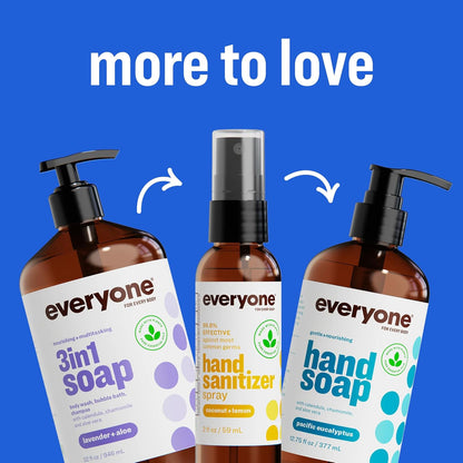 Everyone 3-In-1 Kids Soap, Body Wash, Bubble Bath, Shampoo, 32 Ounce (Pack of 2), Lavender Lullaby, Made with Essential Oils for Toddlers, Tweens and Teens