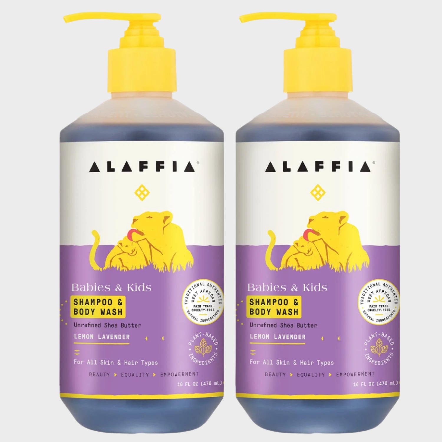 Babies and Kids Shampoo and Body Wash, Gentle and Calming Support for Soft Hair and Skin with Shea Butter, Neem, and Coconut Oil, Fair Trade, Coconut Strawberry, 2 Pack – 16 Fl Oz Ea