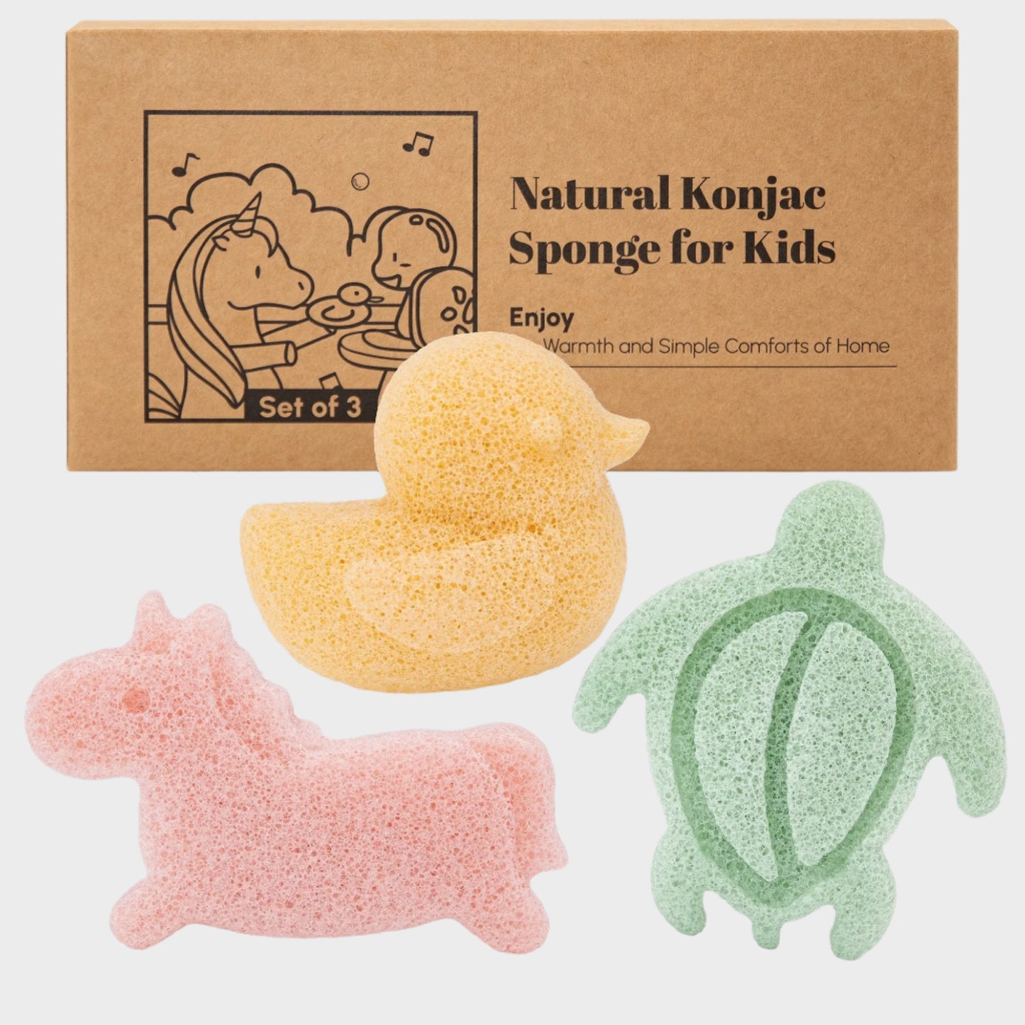 Konjac Baby Sponge, Baby Loofah for Bathing, Bath Sponge for Kids, Baby Bath Sponge, Baby Sponge, Baby Loofah, Baby Sponge for Bathing, Kids Loofah, 3Pc, Unicorn, Duck, Sea Turtle