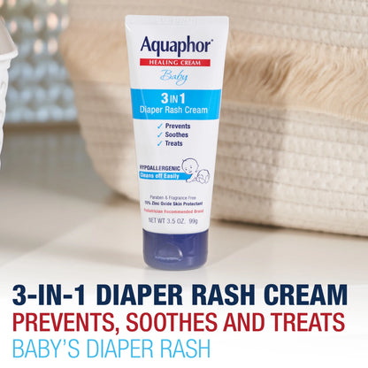 (2 Pack)  Baby Diaper Rash Cream with Zinc Oxide, Hypoallergenic, Paraben and Fragrance Free, 3.5 Oz