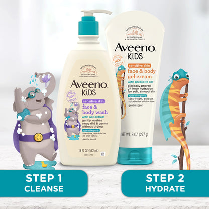 Kids Face and Body Gel Cream Lotion for Sensitive Skin, 8 Oz