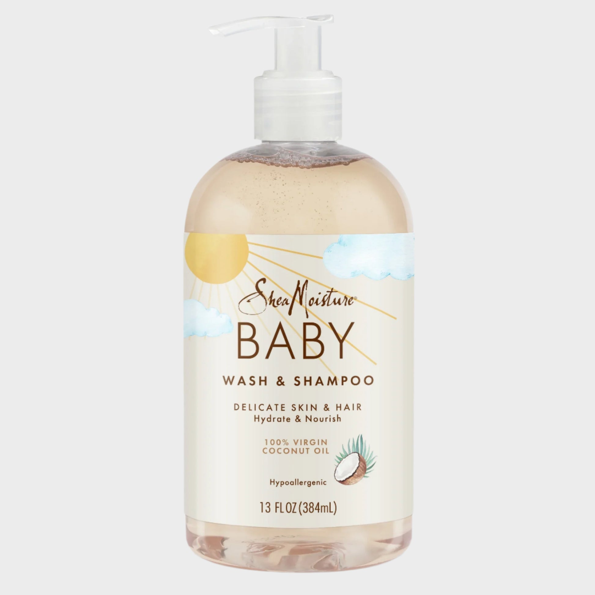Baby Wash and Shampoo with 100% Virgin Coconut Oil, Sweet Pea & Murumuru, 13 Fl Oz