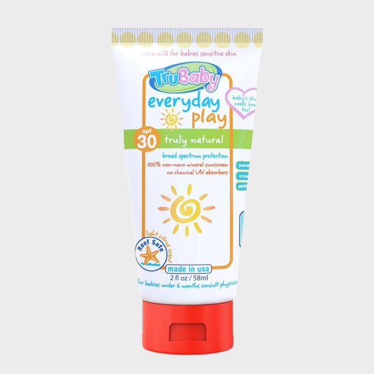 Trubaby Everyday Play SPF 30+ UVA/UVB Reef Safe Sunscreen Lotion, Mineral Based, Safe for Face & Body 2 Oz