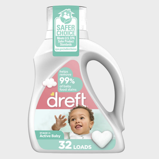 Active Baby Liquid Laundry Detergent, Sensitive Skin, Hypoallergenic, 32 Loads, 46 Fl Oz