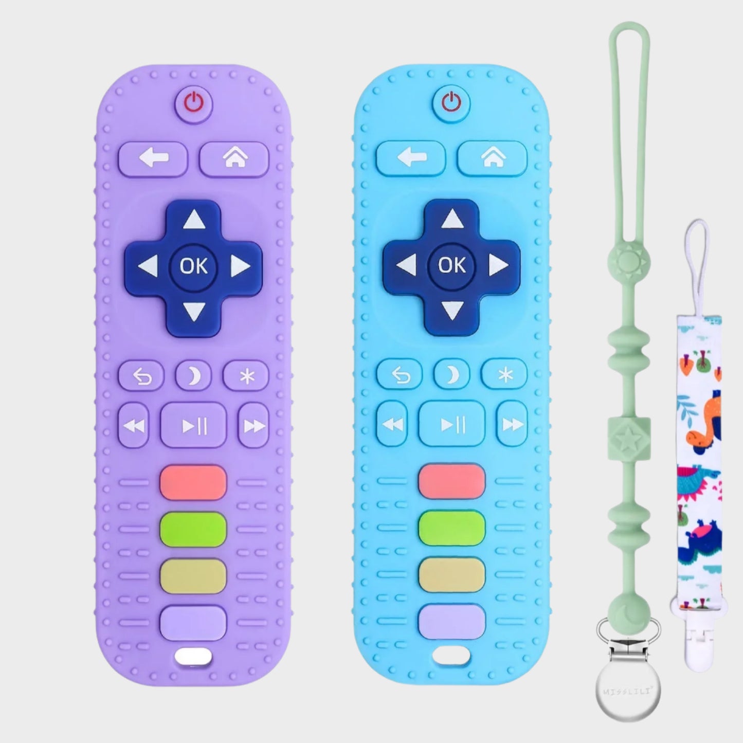 Baby Teething Toys for 6-12 Months, 2 Pack TV Remote Control Silicone Teething Toys for Baby Chew Toys