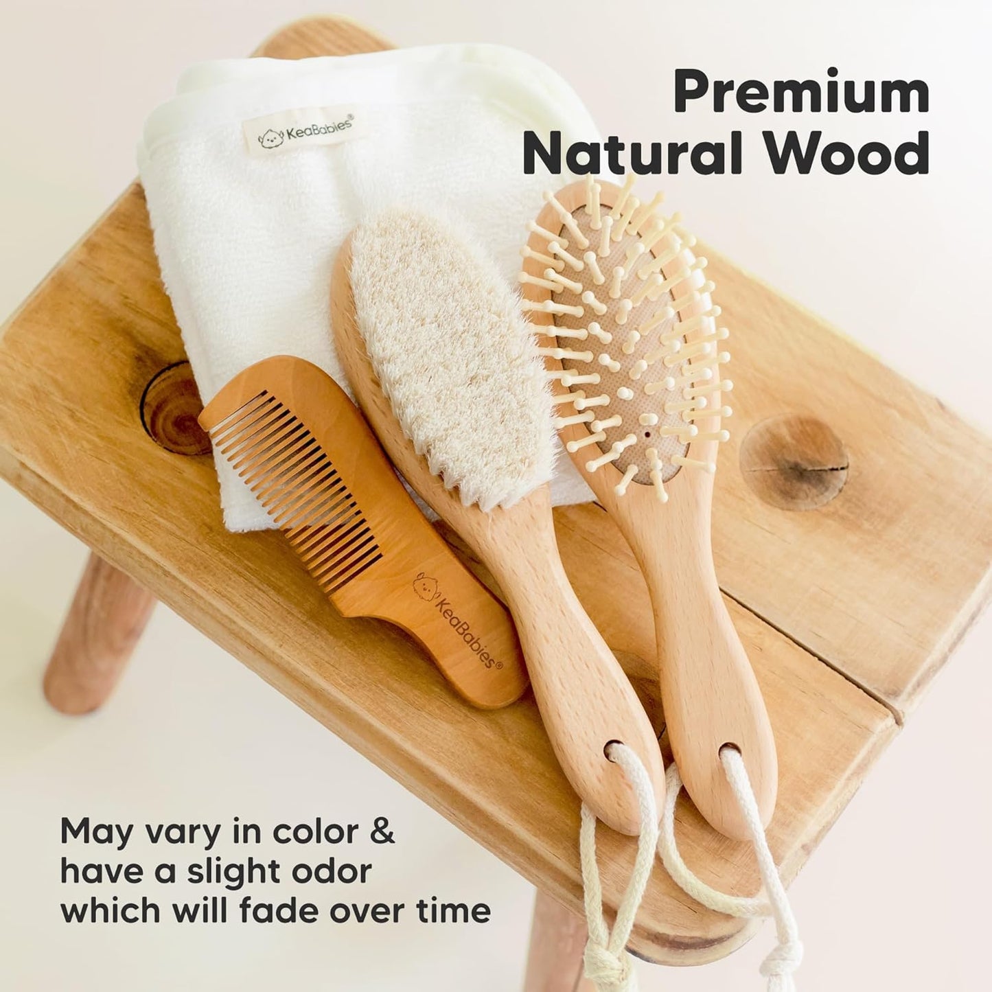 Wooden Baby Hair Brush - Cradle Cap Baby Brush with Soft Goat Bristles, Perfect Gentle Scalp Newborn Comb for Infant, Girls, Boys, Bath Essentials (Walnut, Oval)