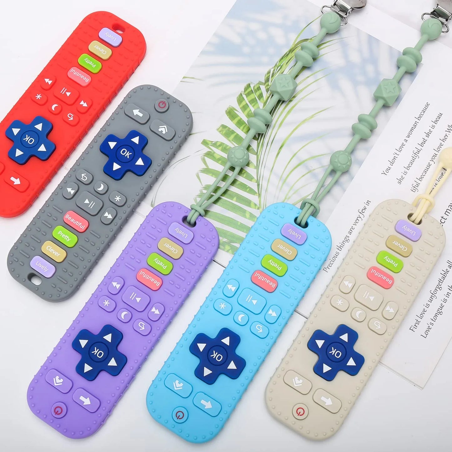 Baby Teething Toys for 6-12 Months, 2 Pack TV Remote Control Silicone Teething Toys for Baby Chew Toys