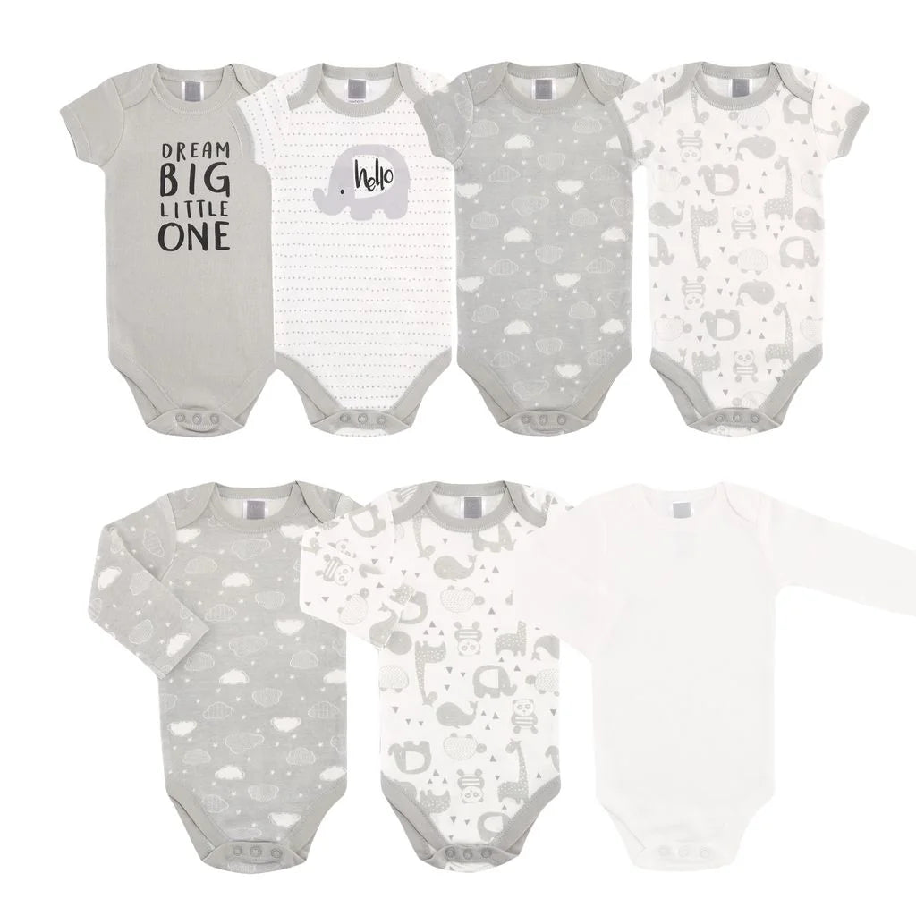 Newborn Baby Layette Gift Set for Boys and Girls, Shower Gift Essentials, Grey Sleepy Elephants