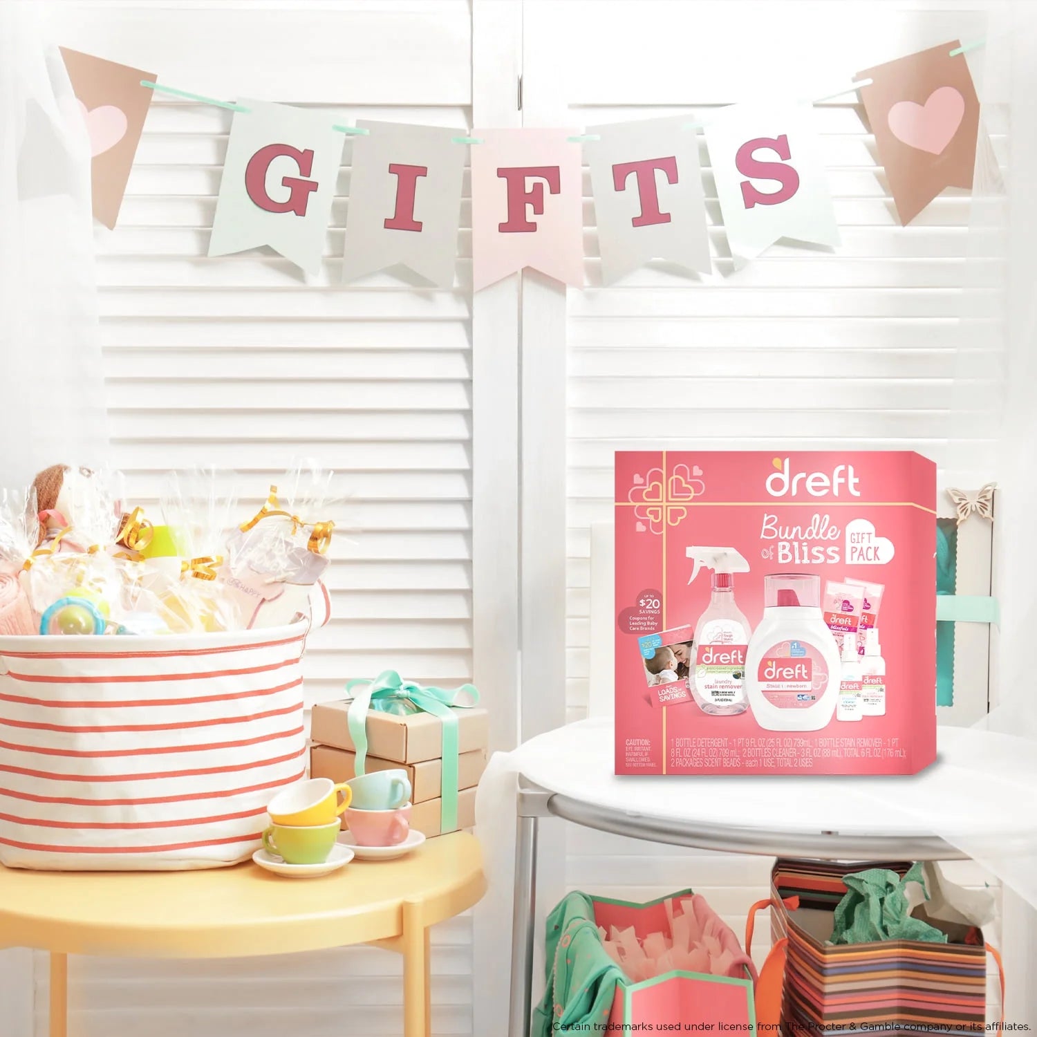 Bundle of Bliss Baby Gift Set with Laundry Detergent and Stain Remover, Infant Essentials, 16 Loads, 7 Pieces