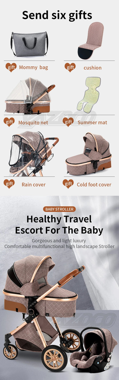 Poussette de luxe et système de voyage léger combiné et siège auto pour bébé