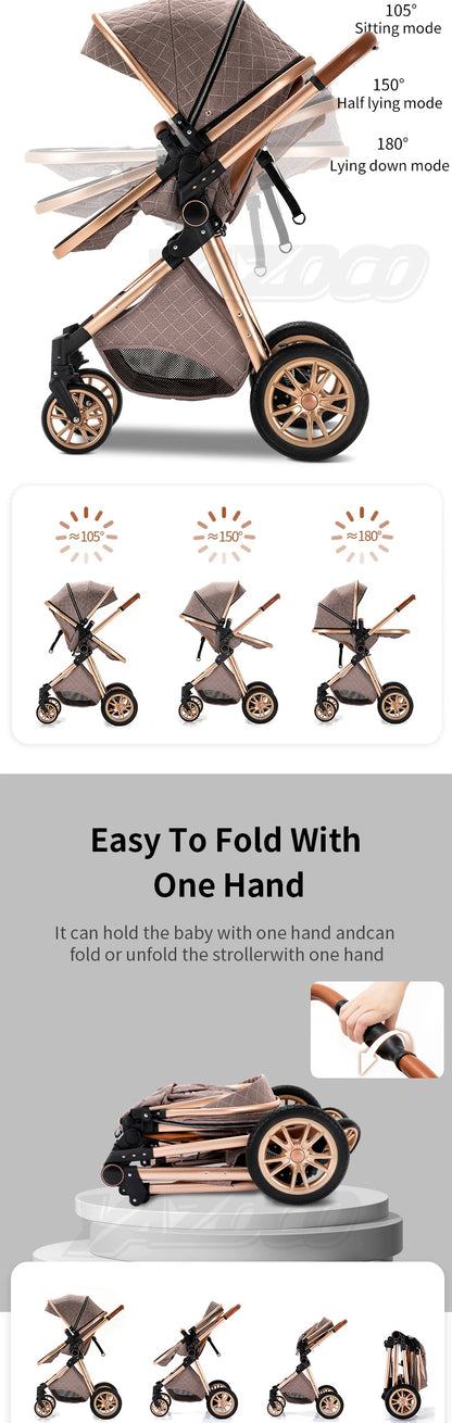 Poussette de luxe et système de voyage léger combiné et siège auto pour bébé