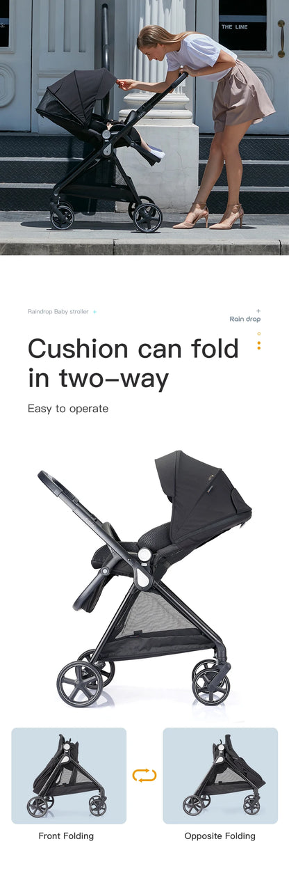 Poussette pour tout-petits convertible, réglable et pliable avec siège de poussette réversible