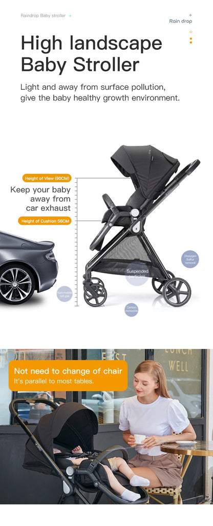 Poussette pour tout-petits convertible, réglable et pliable avec siège de poussette réversible