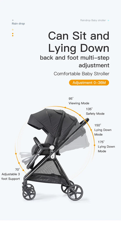 Poussette pour tout-petits convertible, réglable et pliable avec siège de poussette réversible
