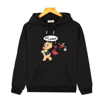 Sweat à capuche long avec dessin animé