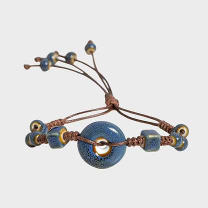 Glazed Ceramic Peace Buckle Bracelet