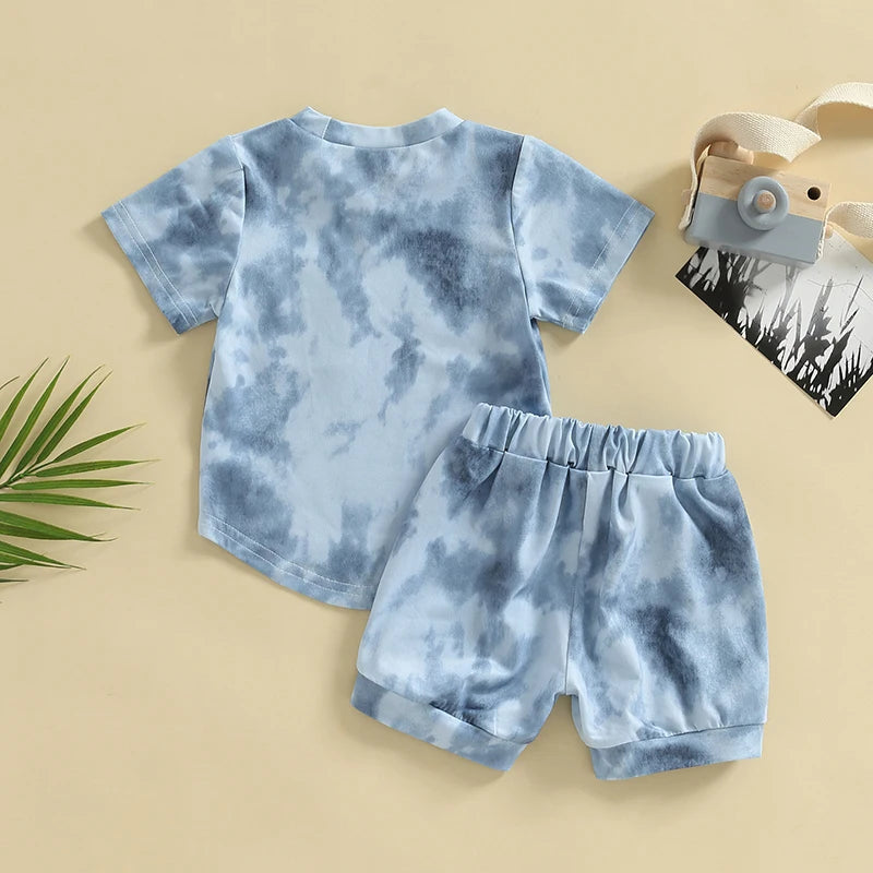 2 Piece Set Summer Fashion Tie-dye Suit