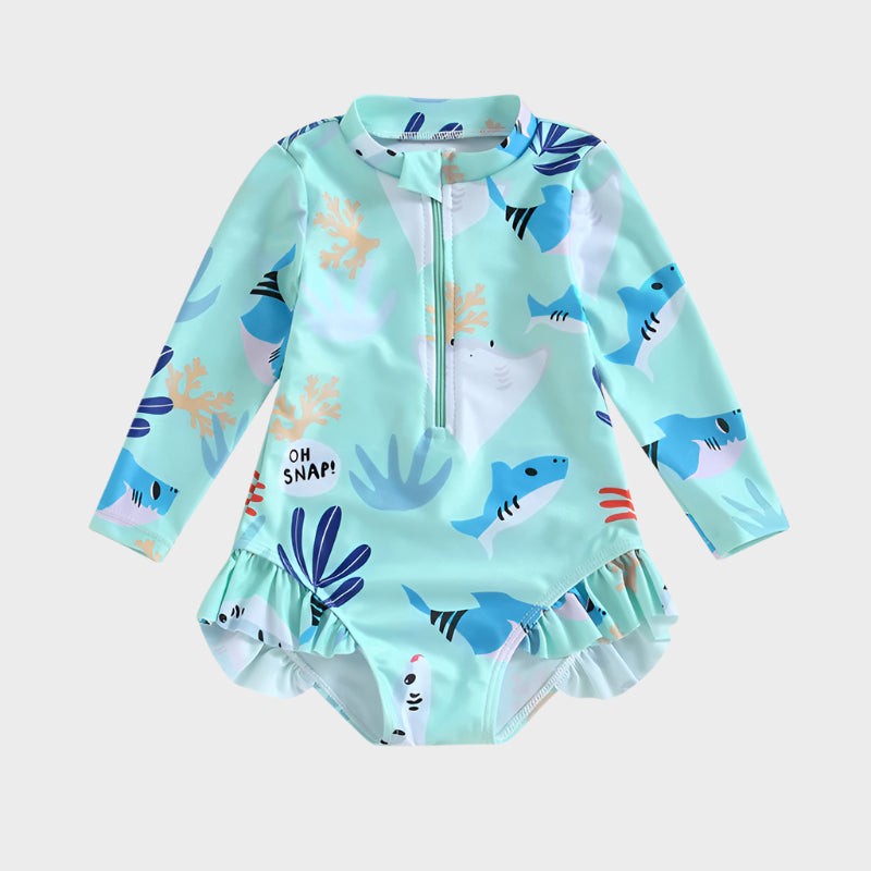 Fauna Print Rush Guard Swim Suit