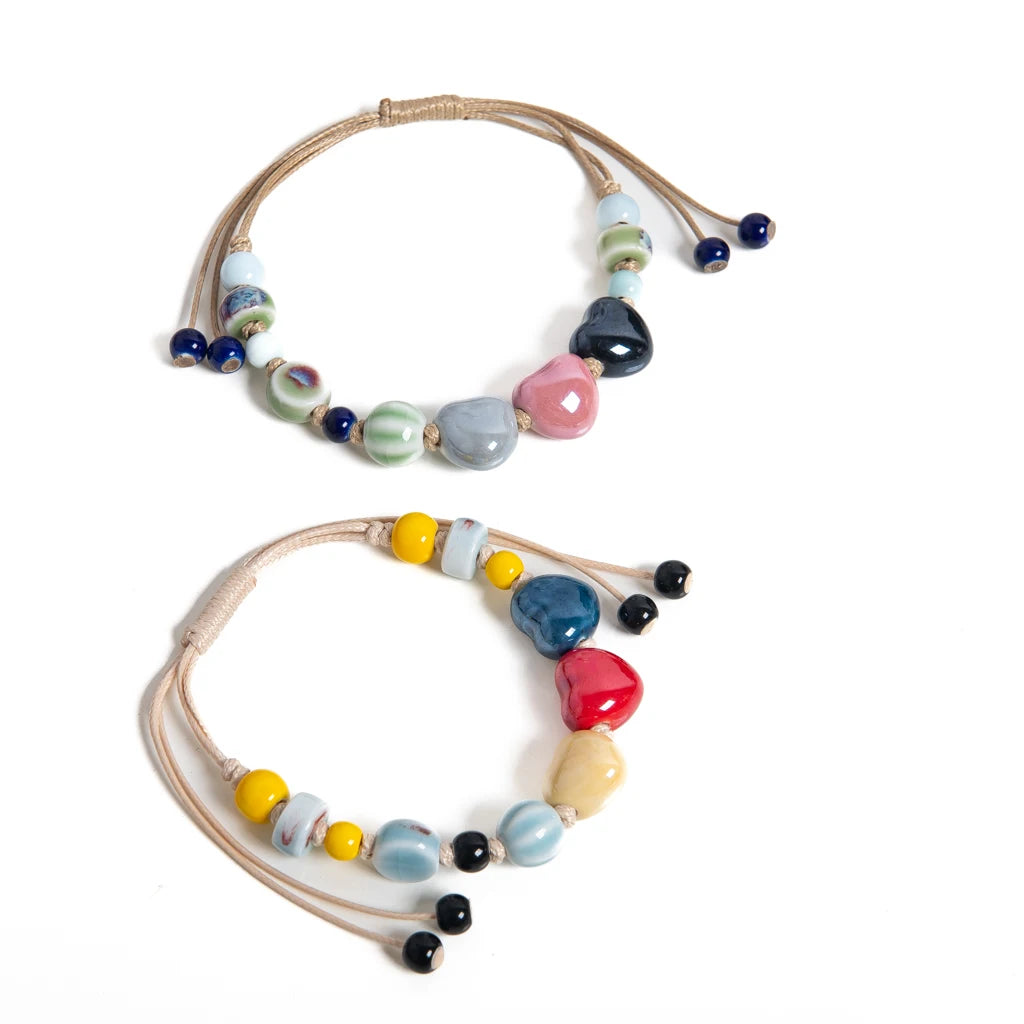 Ceramic Heart Bead Bracelet