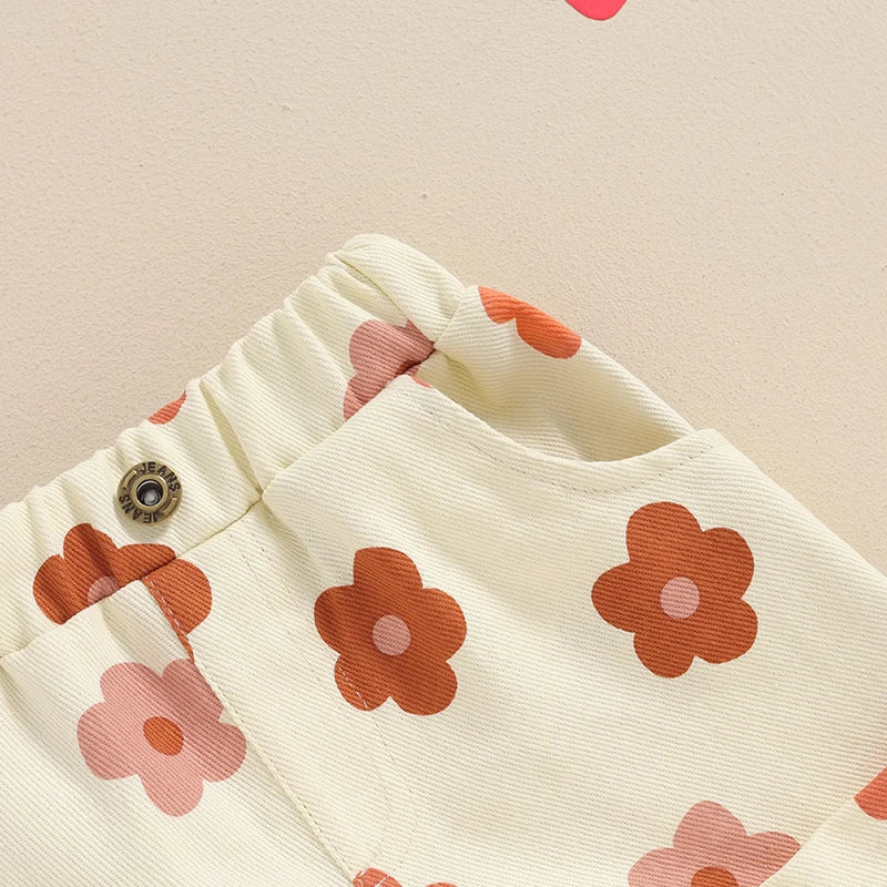 2024-04-05 Lioraitiin Short en jean d'été pour petites filles, taille élastique, imprimé floral fraise, avec poches