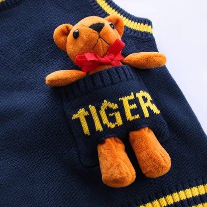 Autumn Baby Vest Sweater with Bear