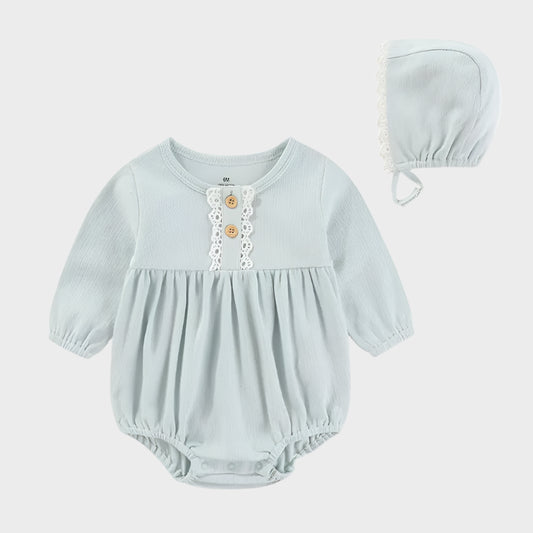 2 Piece Long Floral Romper With Beanie