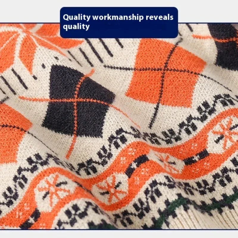 Workmanship™ Checkered Snowflake Long Sleeve Knitted Sweater