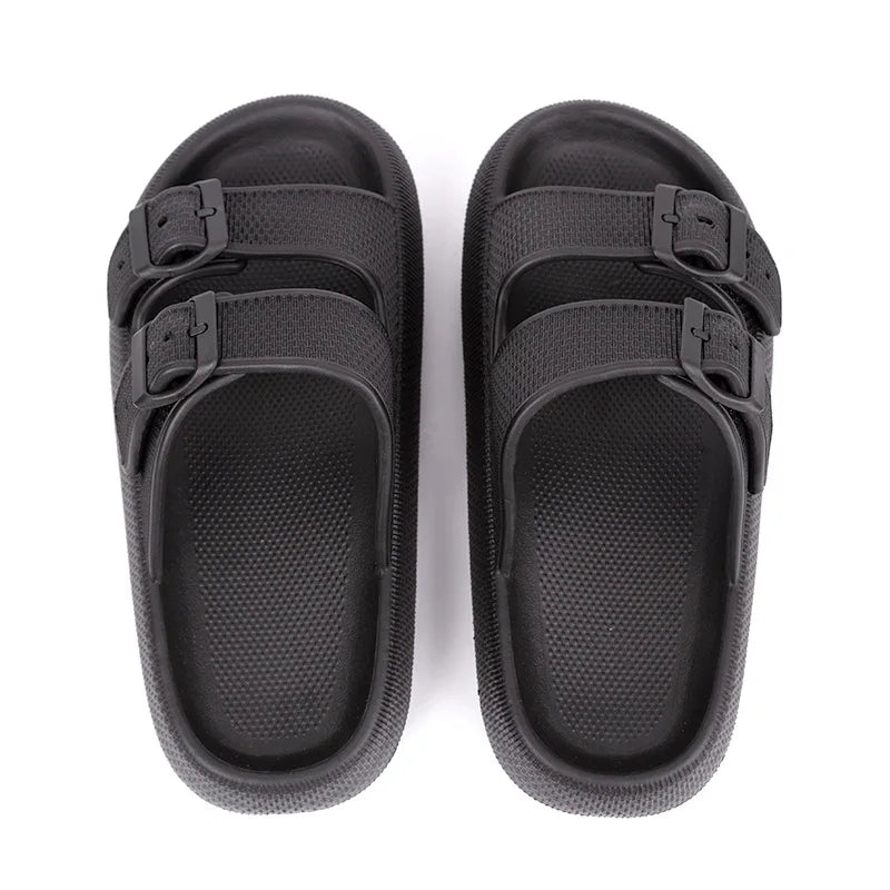 Soft Cloud Beach Slippers With Double Buckle