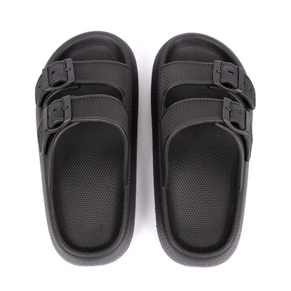 Soft Cloud Beach Slippers With Double Buckle