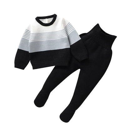 Costume rayé tricoté 2 pièces