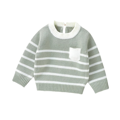 Vertical Strips O-neck Sweatshirt
